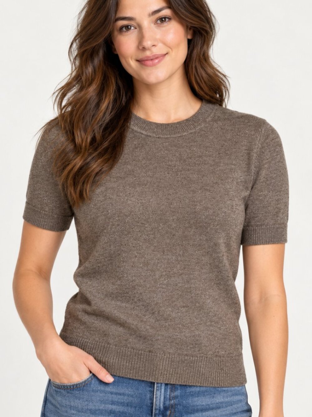 Arach&Cloz Brown Wool Blend Knit Top NWT Size S